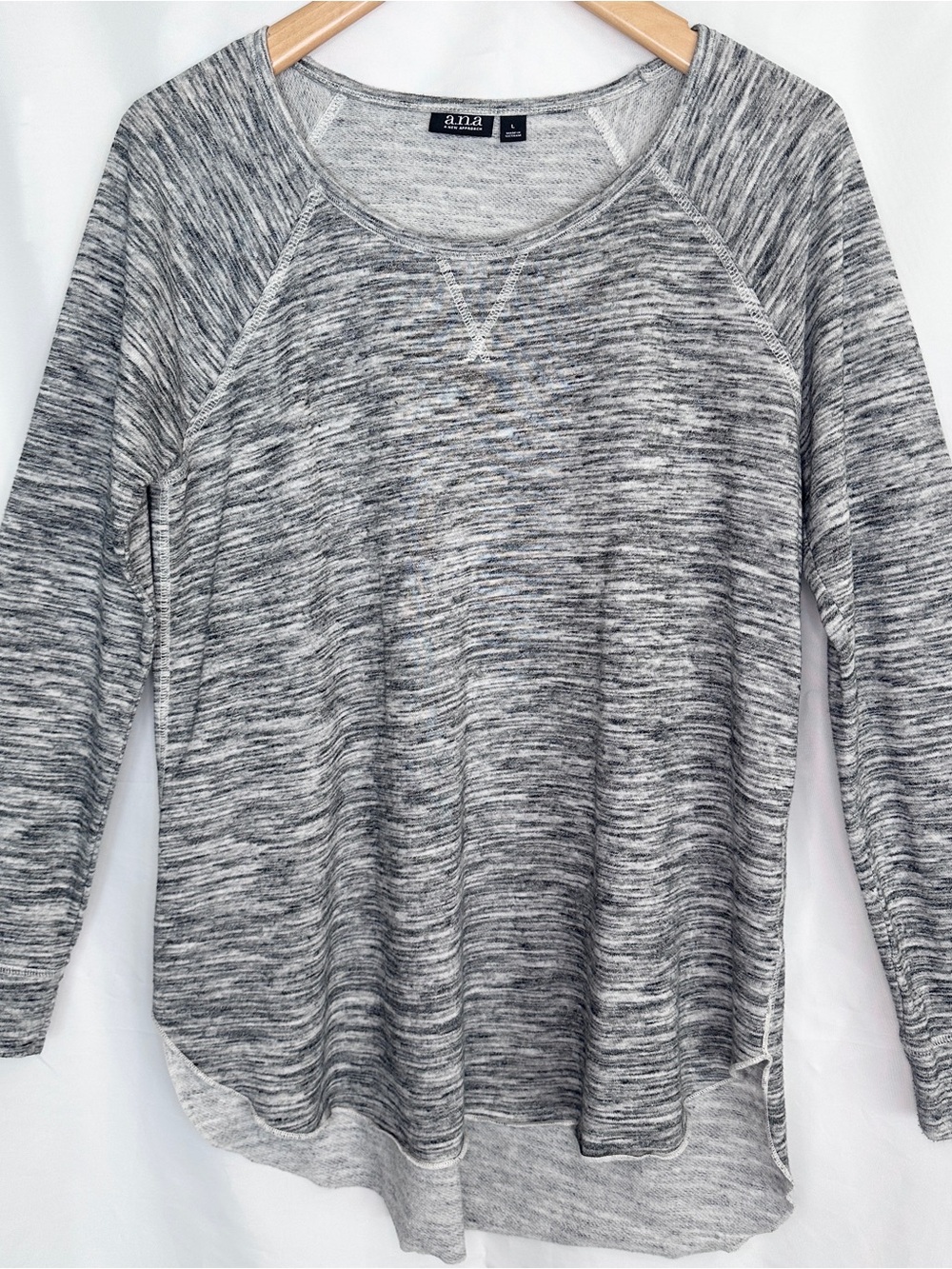a.n.a Gray Marled Scoop Neck Pullover Sweatshirt
